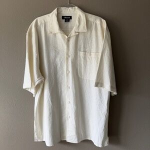 Trust Mens Short Sleeve Linen Blend Resort Classic Camp Collared Button Down XL